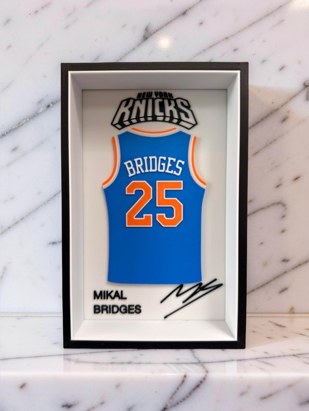 Mikal Bridges #25 Knicks 3D Jersey Display Box Frame NBA Decor